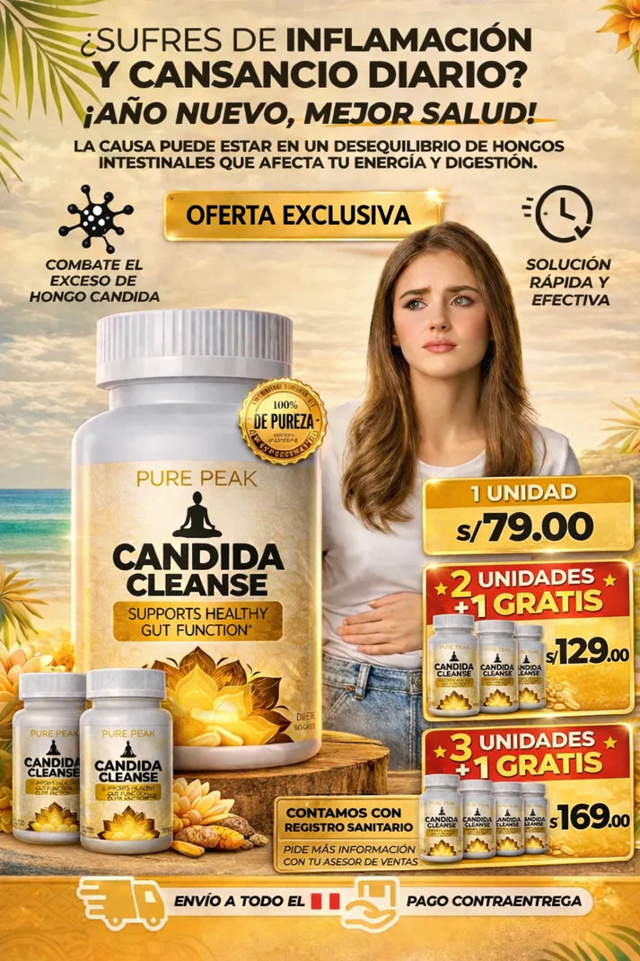 CANDIDA CLEANSE - [Pure Peak] Soporte Intestinal y de Colon 🦠🛡️