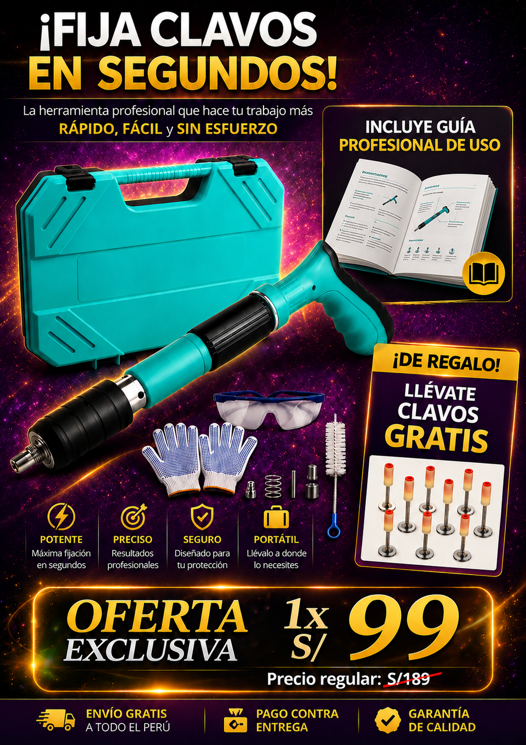 PISTOLA DE CLAVOS FULMINANTES